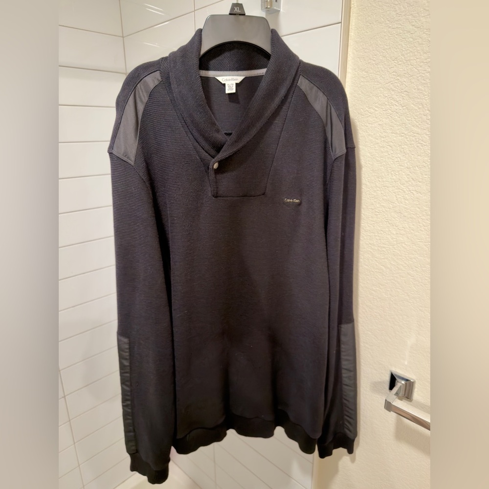 Calvin Klein • Black Woven Slim Fit Pullover Sweater • Men’s Size XL